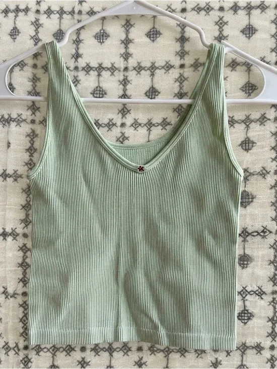 Free People Sage Ribbed V-Neck Tank