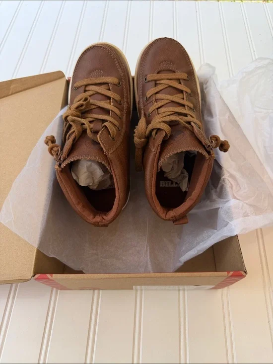 Kids Brown Lace-Up High-Top Boots