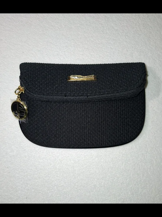 Giorgio Armani Black Woven Cosmetic Bag  with Gold Charm