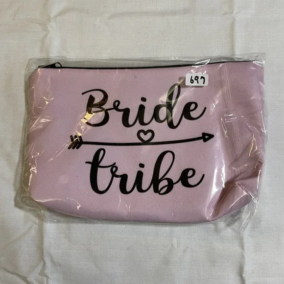 The Pouch Bride Tribe Makeup Bag Pink NWT Canvas Wedding‎ Multi-use