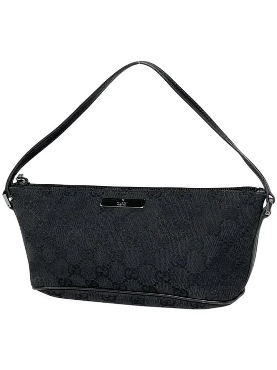 Gucci Handbag GG Pattern Pouch Canvas Black