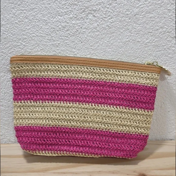 Estee Lauder Women's‎ Striped Make Up Pouch Zip Closure
