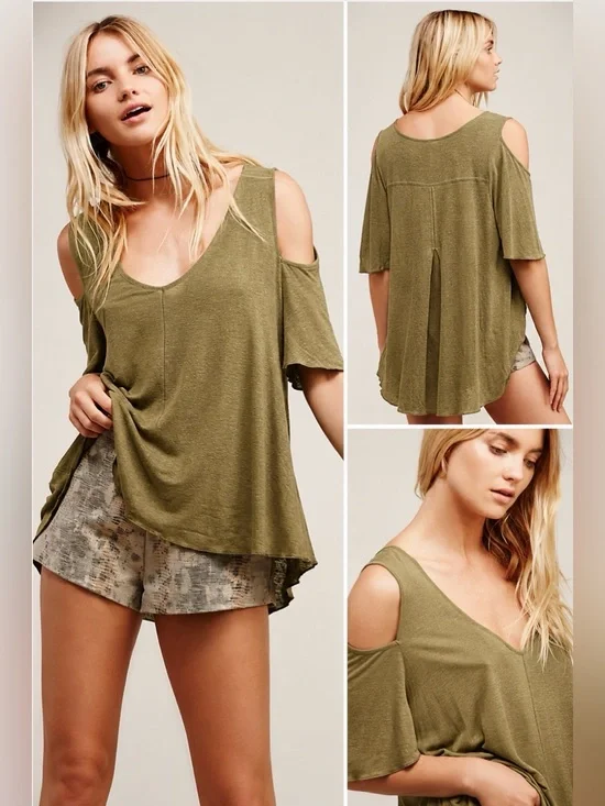 Free People Bittersweet Olive Green Top Size L