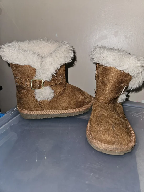 Faux Uggs Toddlet Brown Faux-Suede Faux-Fur Winter Boots