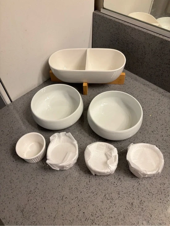 White Ceramic Serving Bowls Set