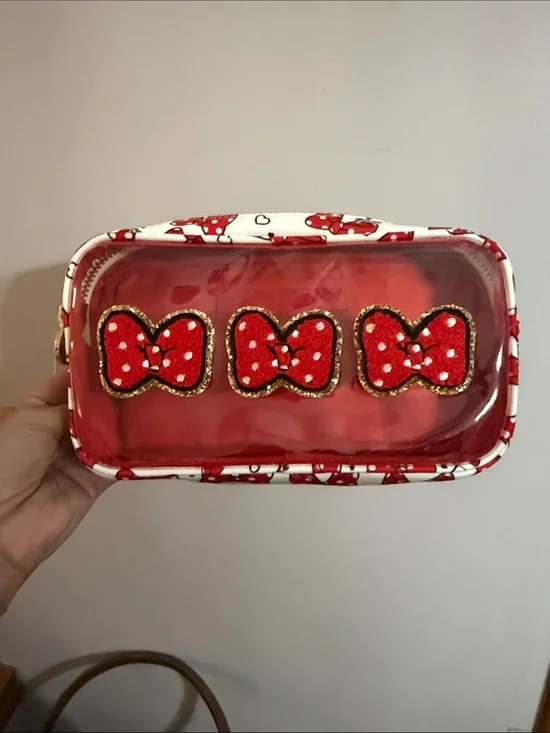 Stoney Clover Lane Minnie Mouse Red Bow Clear Cosmetic Pouch