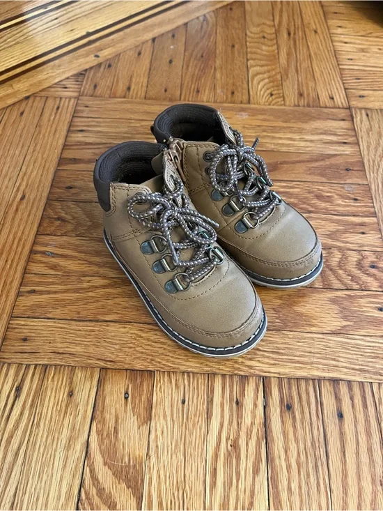 Kids Brown/Tan Lace-Up Hiking Boots