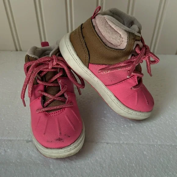 Osh Kosh B’gosh lace up construction ankle boots shoe sneaker size 6M pink brown