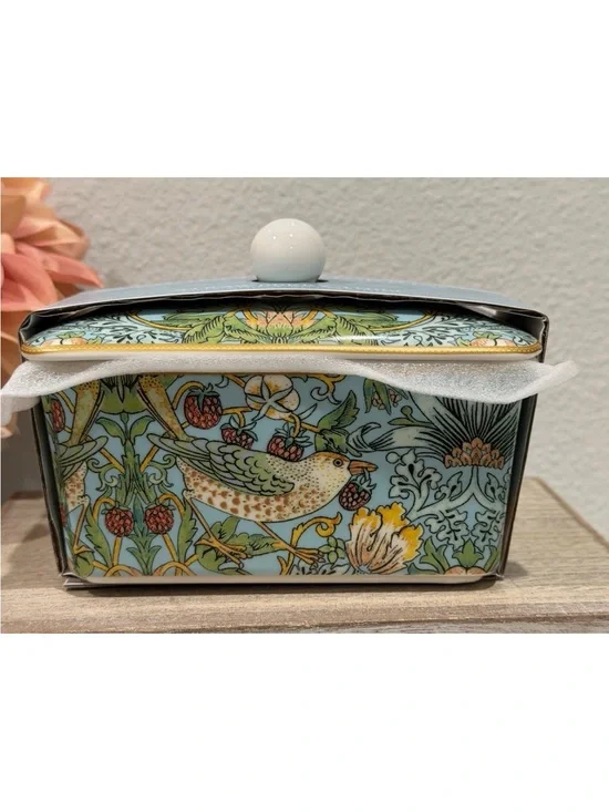 William Morris Strawberry Thief Fine China Butter Dish