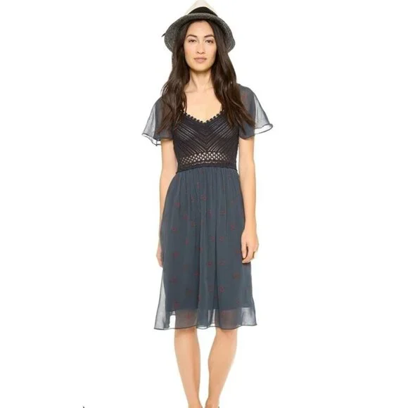 Free People Wildflowers Crochet Bodice Dress Med