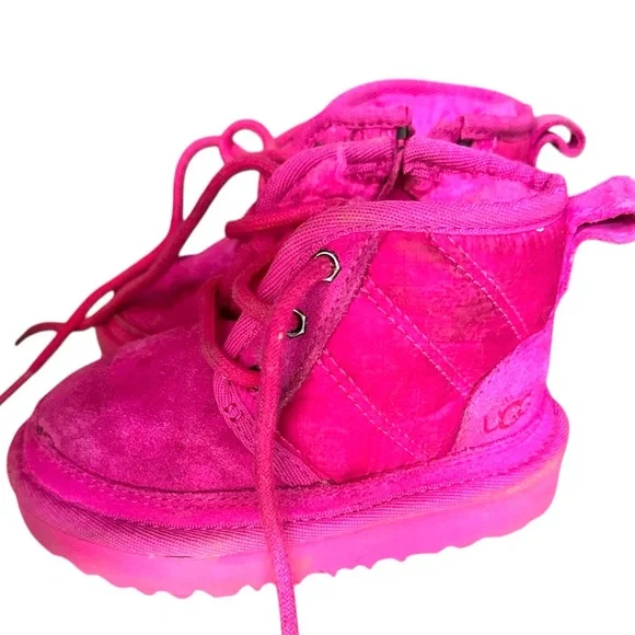 Ugg Neumel II Boots Lipgloss Vibrant Pink Suede Sherling Toddler Size 6‎