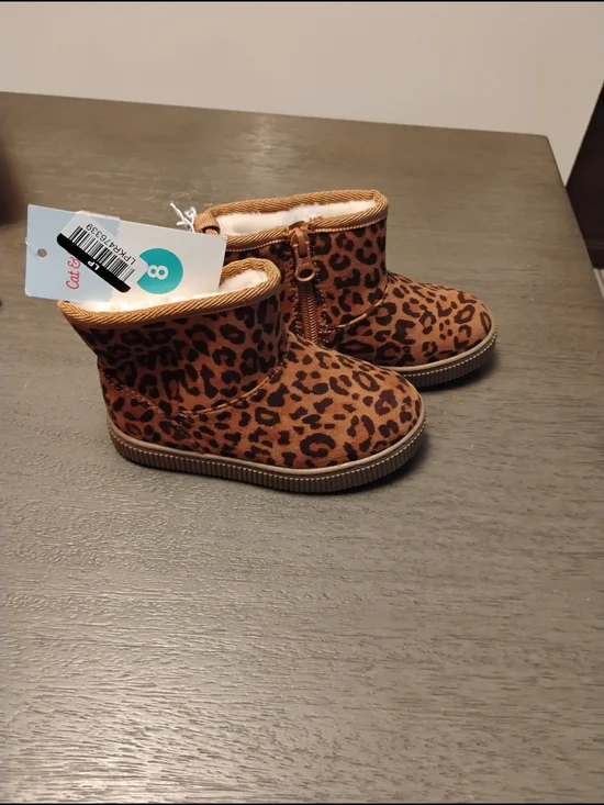 Cat & Jack Leopard Print Ankle Boots - Brown