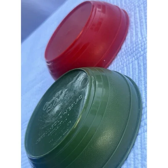 Vintage 1970s Country Craft 16 Oz Cereal Soup Salad Bowls Orange Green Pair