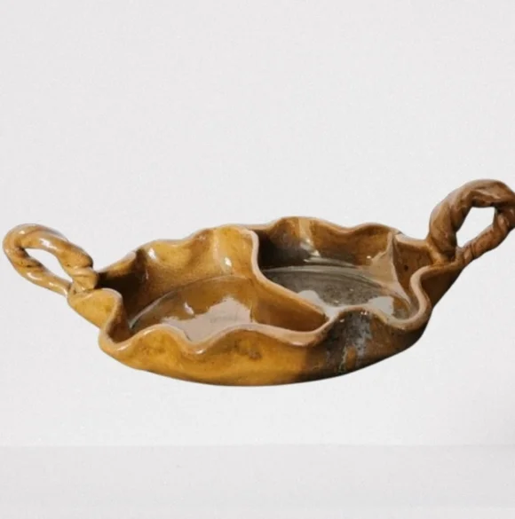 Divided Dish Handmade Clay Glazed