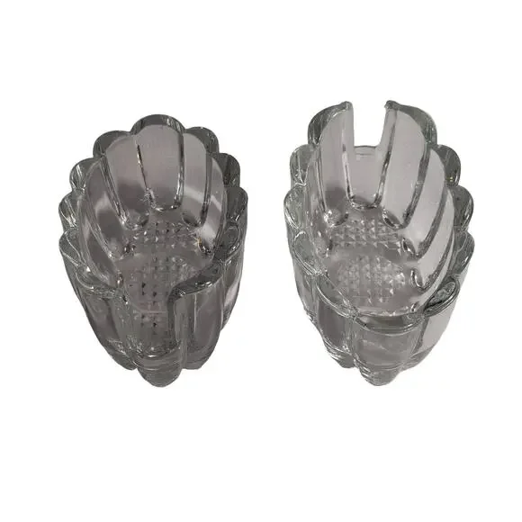Princess House Crystal Silverware Holders Clear Scalloped Oval Glass Dishes (2)