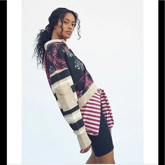 NWT Free People Overlapped Printed Sweatshirt Size Large