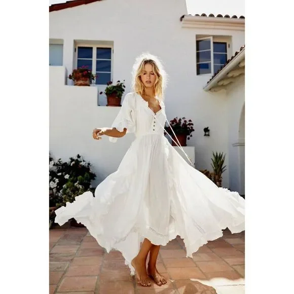 NWT FREE PEOPLE ENDLESS SUMMER BEACH BLISS MAXI DRESS IN IVORY