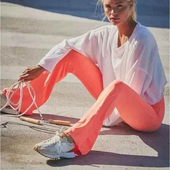Free People Coral Pink Flare Leggings