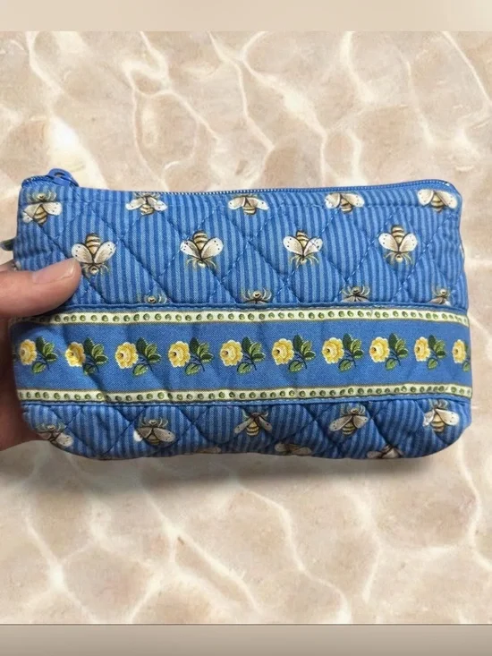 Vintage Vera Bradley Blue Bees Cosmetic Pouch