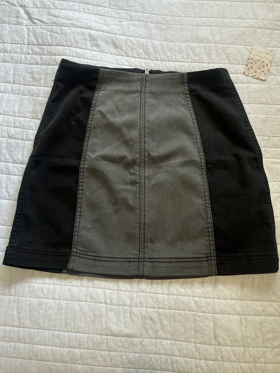 Free People Two-Tone Black and Gray Panel Mini Skirt