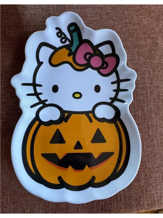 NEW Hello Kitty Halloween Costume Plate Pumpkin Pink Bow 11.5