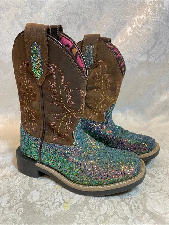 Smoky Ariel 3077C Glitter Multicolor Brown Cowboy Boots