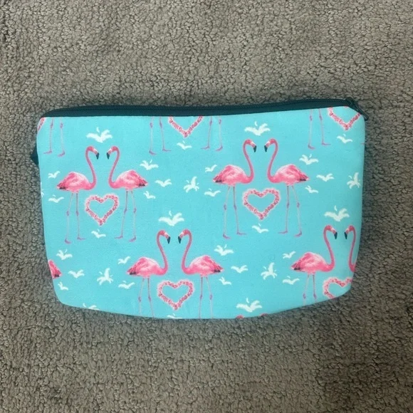 Flamingo Print Cosmetic Pouch NWOT