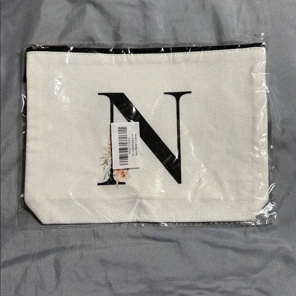New N initial cosmetic pouch