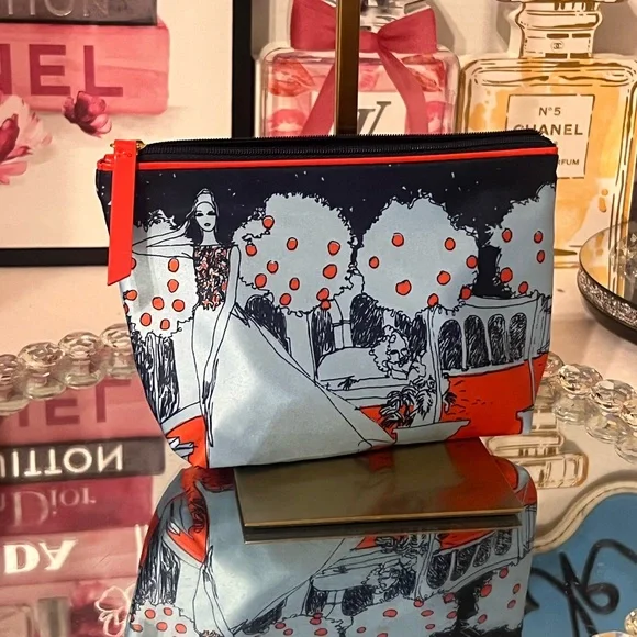 Estee Lauder Illustrated Cosmetic Bag - Red and Blue