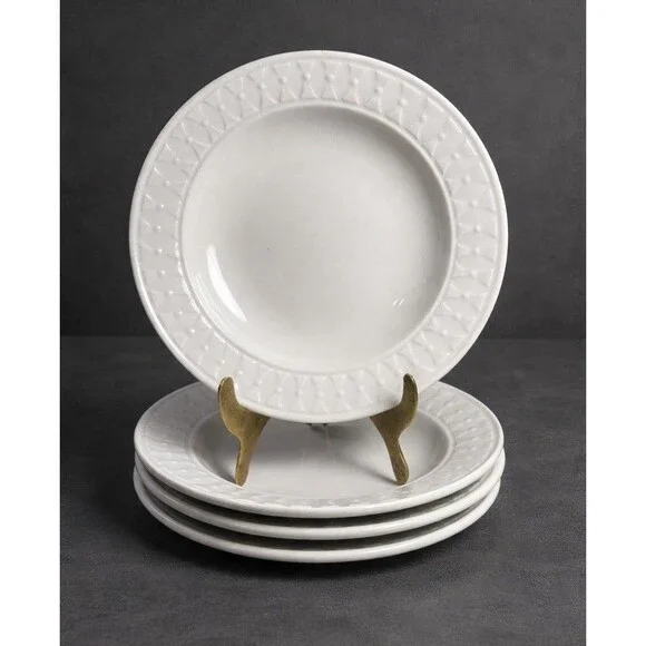 Totally Today TT012 Embossed White Fruit Bowls Set of 4 6.5” Dessert Cereal