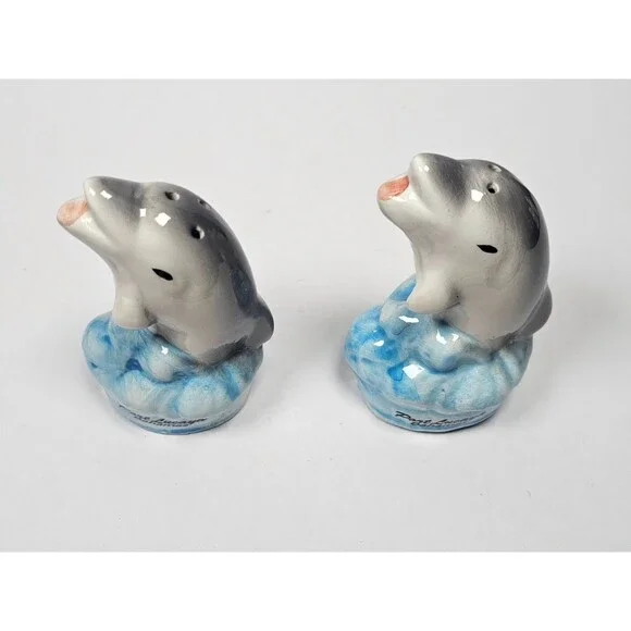 Dolphin Salt Pepper Shakers Port Lucaya Bahamas Souvenir