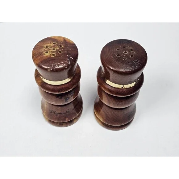 Plymouth Massachusetts Salt Pepper Wooden Shakers