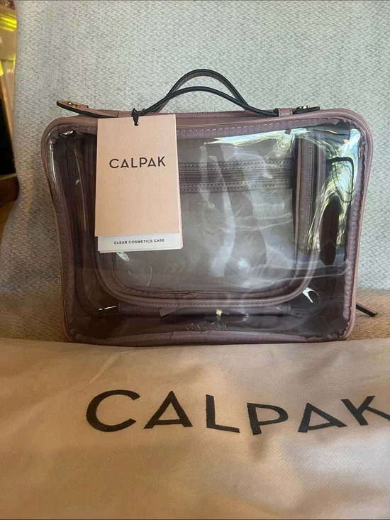 Calpak Large Clear Cosmetic Case in Mauve