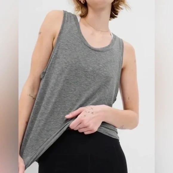 Oversized gray muscle tank free people we the free boho Athleisure xs boxy