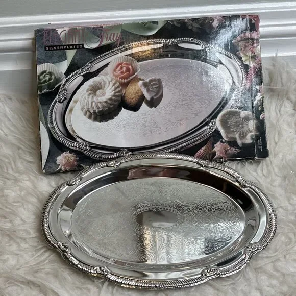 Elegant Silver plated Serving Tray By Old Hampshire Approx 10