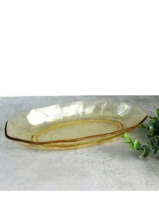 Vintage Fostoria Fairfax Yellow Glass Oval Serving Dish