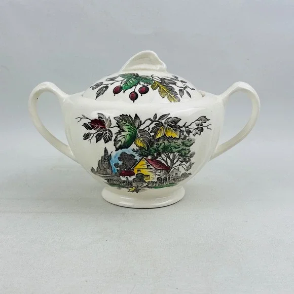 J&G Meakin Welcome Home Sugar Bowl with Lid England English Staffordshire