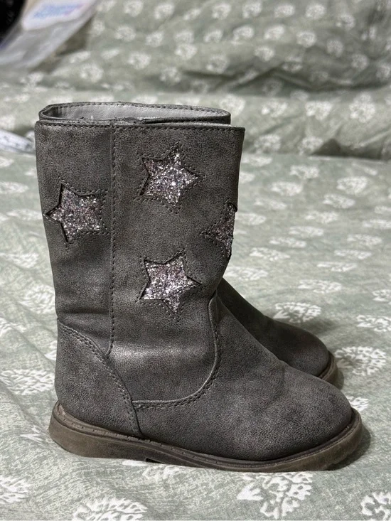 Cat & Jack Gray Star Sparkle Girl’s Toddler Boots size 6