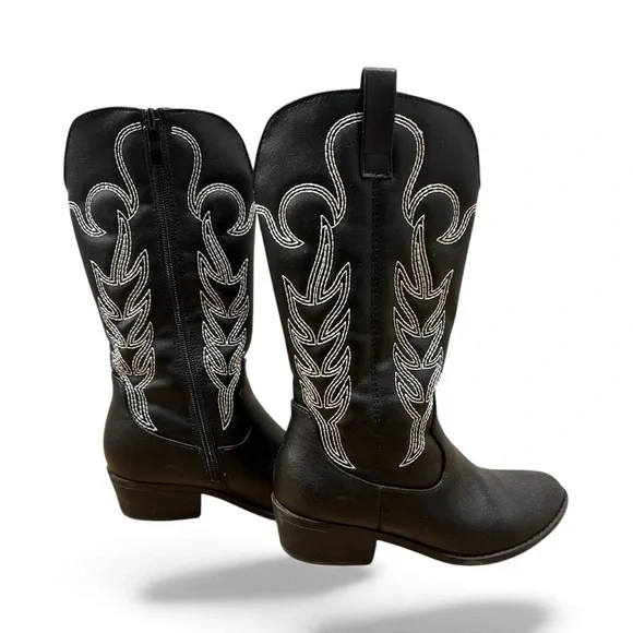 Fashion Nova Black and White Kids Cowboy Boots