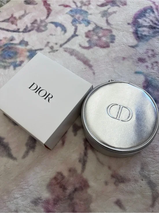BRAND NEW Dior Metallic Silver Round Leather Case