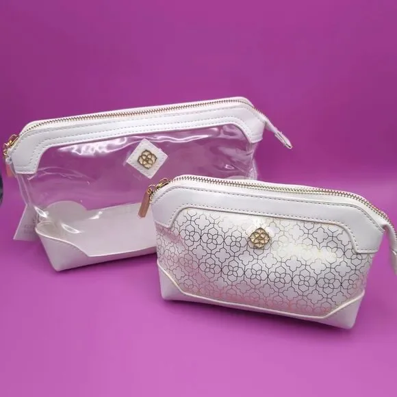 KENDRA‎ SCOTT New Duo Cosmetic Pouch Bags 2pc Set Cosmetic Makeup Zip Case
