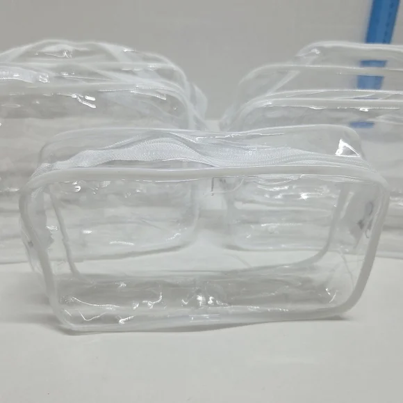 5 Pk Clear Transparent Cosmetic Bag Set