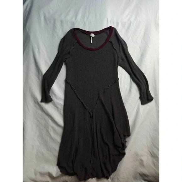Free People Intimately Whimsigoth‎ Thermal Dress Grunge Fairycore Gray Maroon M