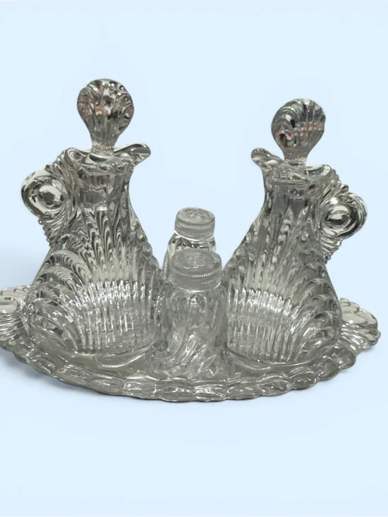 Vintage Cambridge Caprice 5pcs Glass Serving Set Uniquely Beautiful