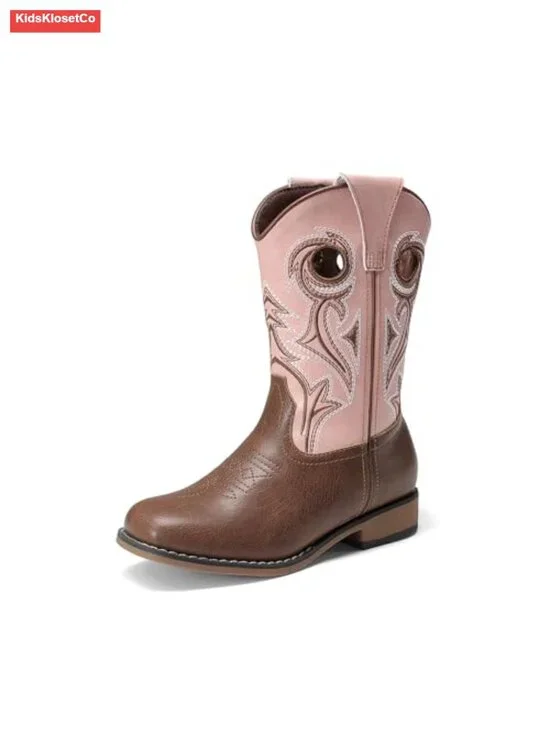 Western Kids Cowboy Boots Square Toe Pull-On TPR Outsole