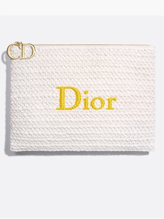 Dior Raffia Summer 2026 White Make Up Bag Trousse Pouch VIP Gift Authentic NEW