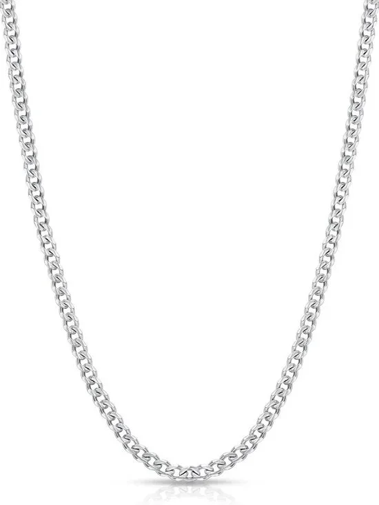 Men's 3.5mm Cuban Link Chain Necklace - Silver, Black & Gold Plated, 16-28 Inch