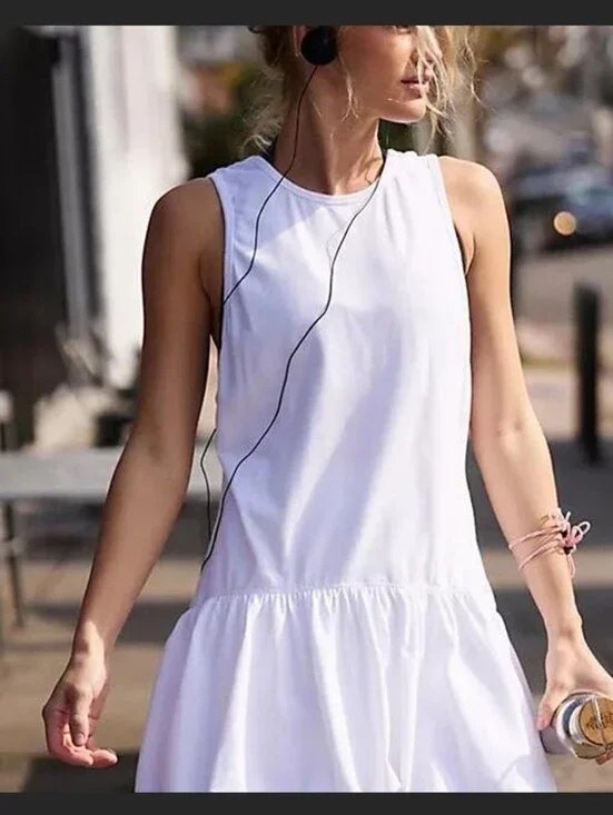 Free People Movement Hot Shot Bubble Set White Sleeveless Ruffle Hem Dress XS