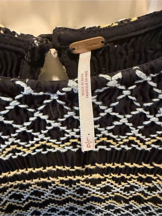 Free People Smocked Dress with Textured Stitching - a few imperfections, see pic