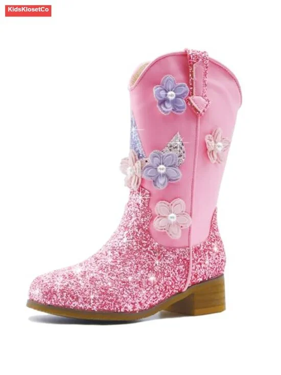Girls Unicorn Cowgirl Boots Mid Calf Western Toddler Kid Size
